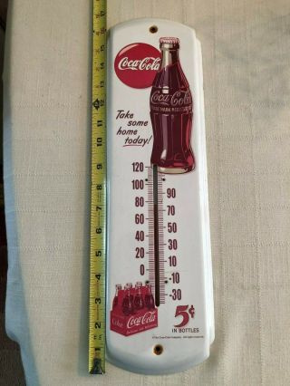 Vintage Metal Coca Cola Thermometer 16 " X 5 " Approximate Size