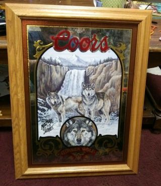 Coors Beer Mirror Sign Timber Wolf 1995 Numbered Limited Edition Rare Htf