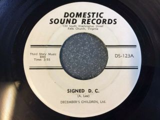 December’s Children Ltd Signed Dc So Long Ago 45 7” Garage Rock Psych Fuzz 1967