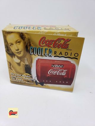 Vintage Nos 1998 Coca - Cola Mini Die - Cast Metal Musical Cooler Radio
