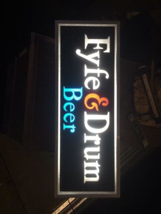 Beer Signs Lighted.  Fife And Drum Beer.  Metal Sign With Plastic Front.