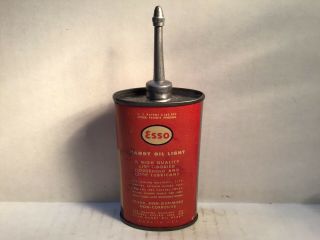 Vintage Esso Light Oil Can handy oiler Lead Top 3 oz Rare tin Carter Mobil Shell 3