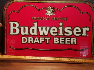 Vintage Glass Advertising Budweiser Beer Back Bar Sign Only No Holder