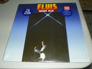 Elvis Presley Lp Moody Blue 1977 Blue Vinyl Vg,  /m - With Shrink Wrap,  Hype Stick