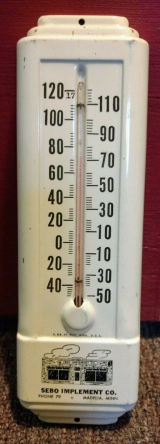 1950s International Harvester Dealer Metal Thermometer.  Mandelia,  Minnesota