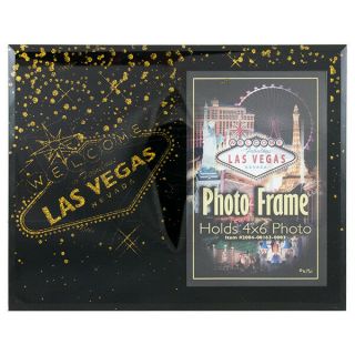 Welcome To Fabulous Las Vegas Nevada Black/gold Glitter Glass Photo Frame
