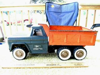 1960s Structo Pressed Steel Toy 13 1/2 " Long Hydraulic Dump Truck Tandem Usa