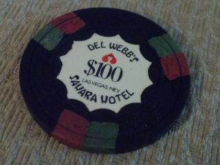 DEL WEBB ' S SAHARA HOTEL & CASINO $100 hotel casino gaming chip Las Vegas,  NV 2