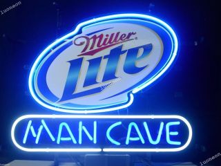Miller Lite Man Cave Beer Bar Real Glass Neon Light Sign 14x10