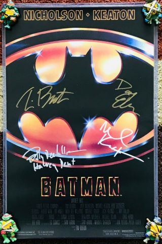 Batman Poster Signed By Michael Keaton,  Tim Burton,  Billy Dee Williams & Elfman