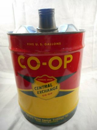 Vintage Central Exchange Farmers Union Co - Op 5 Gallon Motor Oil Can - Empty