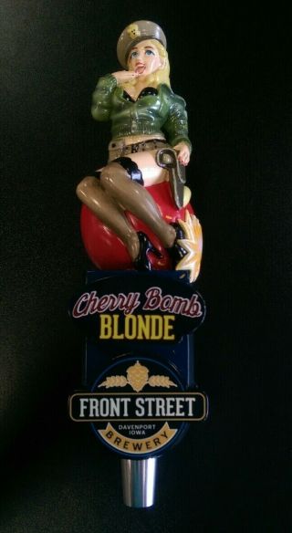 Front Street Brewery Cherry Bomb Blonde Beer Tap Handle Pin Up Girl Topper