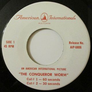 " The Conqueror Worm " American International Radio Spots 45 - Horror Film