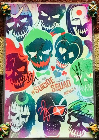 Suicide Squad Poster Signed By Will Smith,  Margot Robbie,  Jared Leto & More