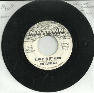 The Supremes,  Always In My Heart/come See About Me.  Promo Rare
