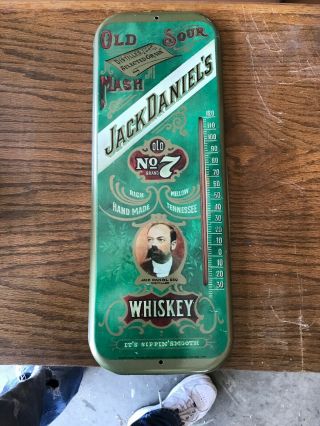 Vintage Jack Daniels Whisky Tin Thermometer 16 X 6 Inches.