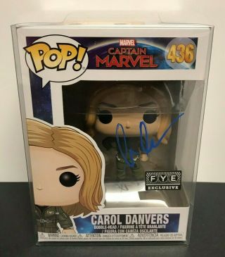 Captain Marvel Funko Pop Signed By Brie Larson - Carol Danvers Fye Exclusive