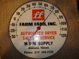 Farm Fans Advertising Thermometer Il Agricultural 12 " Round Glass Face Usa