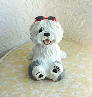 Old English Sheepdog Basking In The Sun Sculpture Clay By Raquel At Thewrc
