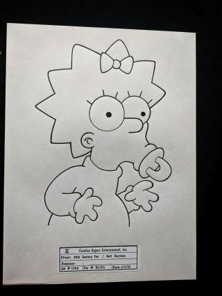 The Simpsons Maggie Simpson Hand Drawn & Inked Simpson Model Sheet 9x11