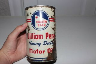 Vintage North Star William Penn Oil Can 1 Quart Tin Can Advertising S13