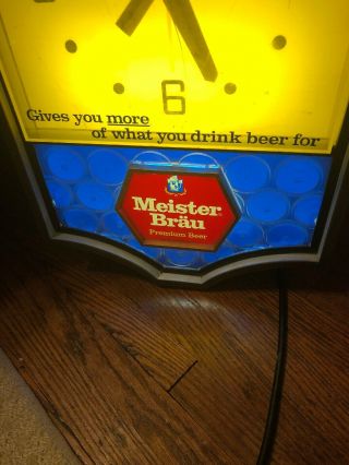 vintage meister brau beer lighted clock Well And Good Cond.  20 