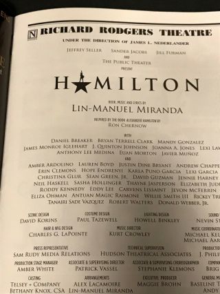 Hamilton Playbill Signed by Lin - Manuel Miranda 7