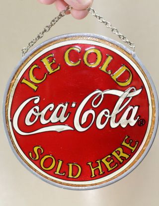 Coca Cola Ice Cold Here Sun Catcher Stained Glass C7b/ac179
