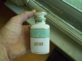 1910 Era Milkglass Lotion Art Deco Hand Blown Bottle With Stopper
