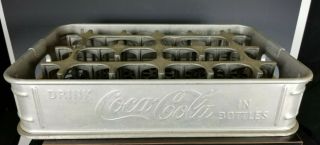 1950 Aluminum Metal Drink Coca - Cola In Bottles 24 Carrier Case Crate Sign Coke