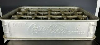 1950 Aluminum Metal Drink Coca - Cola in Bottles 24 Carrier Case crate sign coke 4