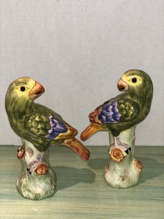 Vintage Porcelain Parrots Collectible Figurine Chelsea House Italian 78 Off