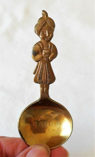 Vintage Nabob Coffee Co Brass Advertising Collector Figural Coffee Spoon