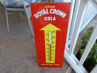 Vintage Embossed Drink Royal Crown Cola Rc Cola Thermometer Sign 139