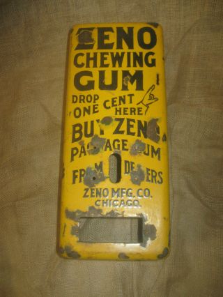 Antique Vintage Zeno Gum Machine Porcelain Sign Case Chewing Gum Advertising