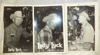 3 Vintage Las Vegas Nevada Lady Luck Gambling Casino Photo Postcard Slot Machine