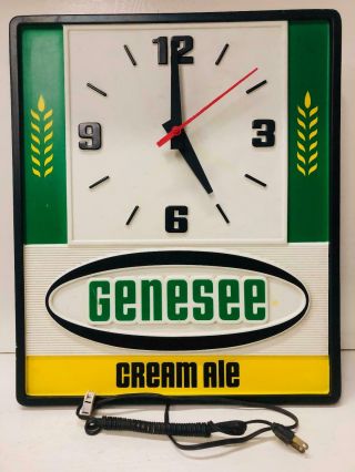 Vintage Genesee Cream Ale Lighted Beer Sign With Clock Rare Find