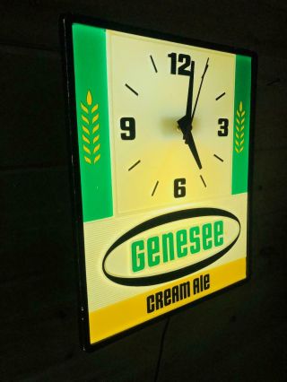Vintage Genesee Cream Ale Lighted Beer Sign with Clock Rare Find 2