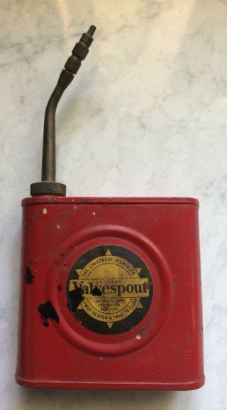 Vintage Continental Arms Valvespout Oiler Oil Can Tin Brass Spout