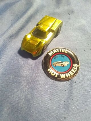 Hot Wheels Redline - 1968 Ford J Car In Spectraflame Gold W/button