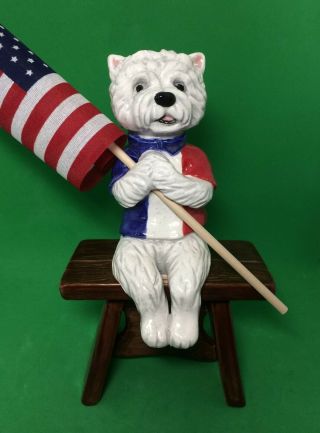 Westie Terrier Usa 4th Of July All American Ooak Sculpture Painting Art