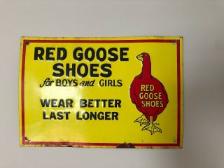 Rare Vintage Red Goose Shoes Metal Sign