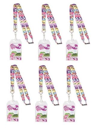 Set Of 6 My Little Pony Characters Lanyard Id Holders - Fun Party Favors