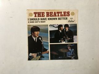 The Beatles 45 Picture Sleeve Capitol 5222 A Hard Day ' s Night & I Should Have Kn 2