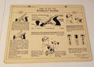 1928 Vintage Stanley Tool Educational Chart Marking Planes/dbl Plane Iron