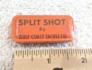 Vintage Split Shot By Gulf Coast Tackle Co.  Marketing Tin Size 3/0 " Orange Tin