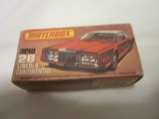 Lincoln Continental Matchbox Lesney 1 - 75 Superfast Mb 28 1979 Box Madegb