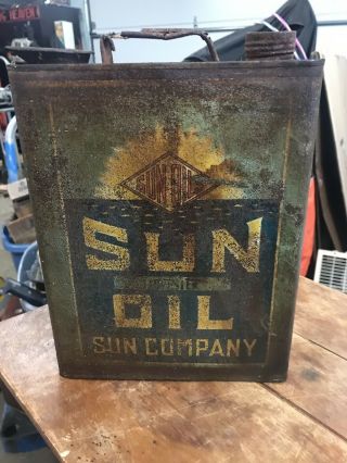 Rare Vintage Sunoco Sun Motor Oil One Gallon Flat Can