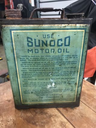 Rare Vintage Sunoco Sun Motor Oil One Gallon Flat Can 2