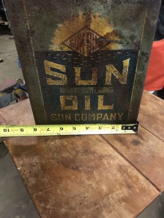 Rare Vintage Sunoco Sun Motor Oil One Gallon Flat Can 7